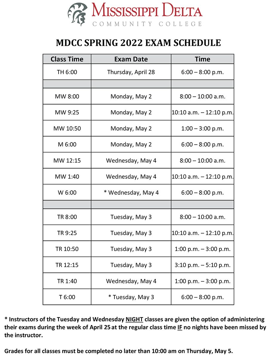 Fall 2021 Exam Schedule